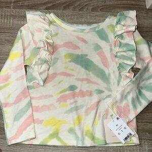 NWT Grayson Mini Long Sleeve Pastel Tie-dye Ruffle Shoulder Shirt Size 4T